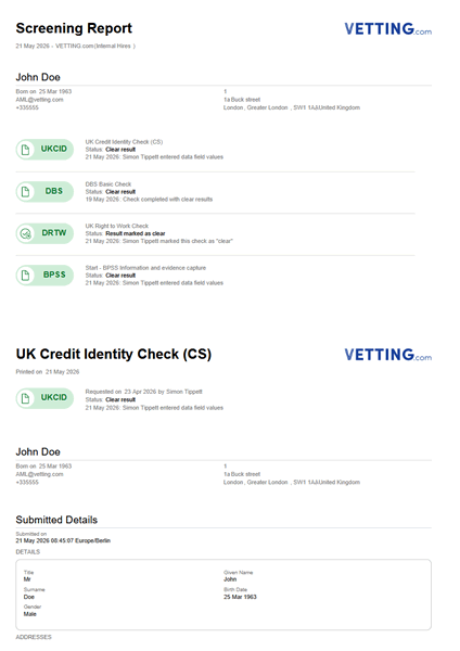 BPSS Check Sample Report